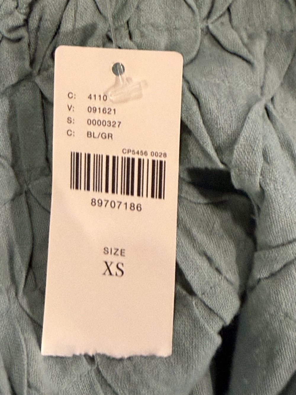 By Anthropologie sage green Liza mocked puff sleeve linen blend top XS NWT - Picture 7 of 8